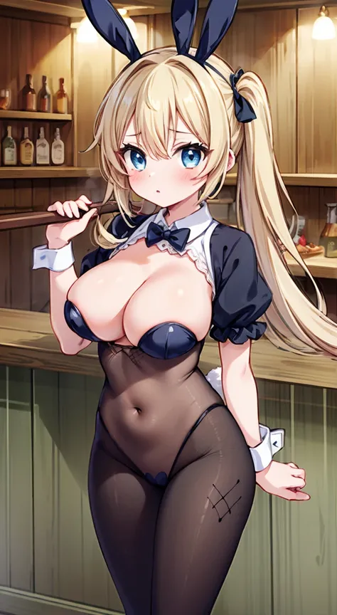 masterpiece, Highest quality, (anime screencap:1.3),(shape), cute,(Simple:1), (anime:1.2),Solo Sharp Focus, 1 girl, Cleavage,Looking at the audience,bar,pub,((Fishnet tights)),Are standing, ((Reverse Bunny Girl))Large Breasts,Browsing Caution,cute eyes,Puf...