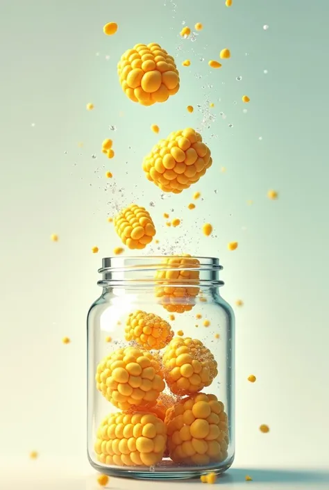 DRAWING of gas pushing corn kernels ,  with lines of motion showing how they rise and fall INSIDE A JAR