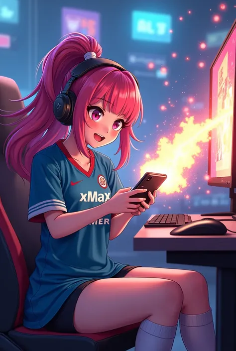 1chubbygirl, Long Hair, Redish blue Eyes,mixe of blue green red purple Hair, Smile, Half smile, Tsundere, 1fitgirl, Anime, Backlighting, From Side, girl farting, big facing the screen, Huge not comically sized, farts everywhere((velocity)),Attacked by fart...