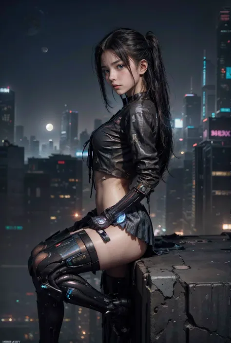 (masterpiece、Best Quality、Best Quality、High resolution、Real、RAW Photo 8k)、(SF、Cyberpunk night cityscape、Cyberpunk night neon city:1.2)、European Girls、Bright deep blue eyes、Sharp Eye、Thin Nose、Beautiful Face、Female 1 person、beautiful girl、Junior high school...