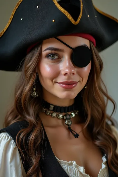 a pretty pirate queen with an eyepatch