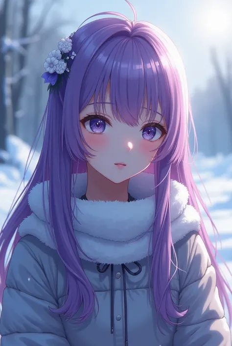 Purple Long Hair Cold Habit Anime Girl