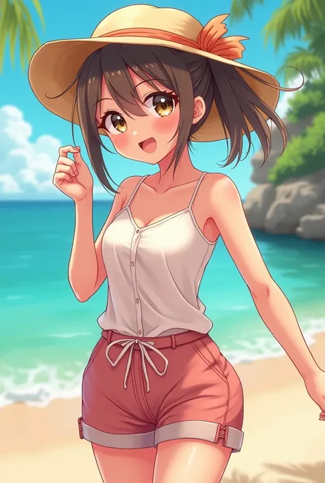 A anime girl with summer suit 