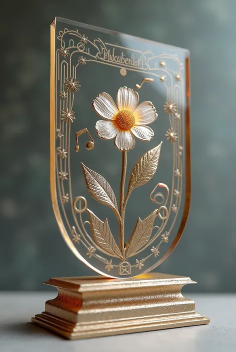 Draw a music award with a flower and music emblem