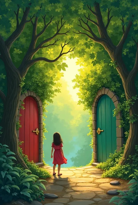 later,  she came to a second crossing where three magic doors rose in front of her : red, blue and green. Determined to make wise decisions , , Lía drew a diagram of the tree to visualize all her options .  She realized that every choice it involved a new ...