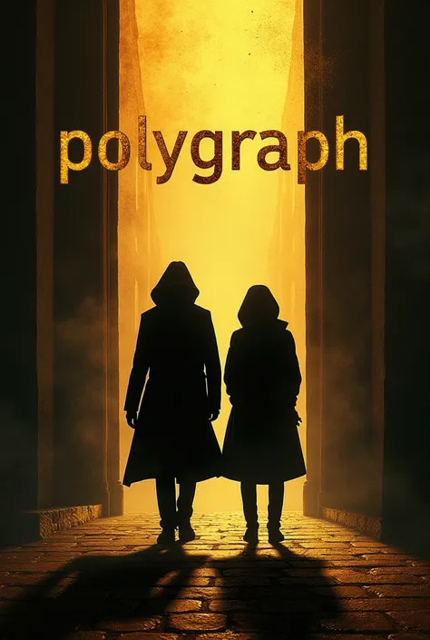 Red book cover that says "Polygraph" In Spanish with golden tones and two people dark and signature theme "Sr. Kim" for Wattpad