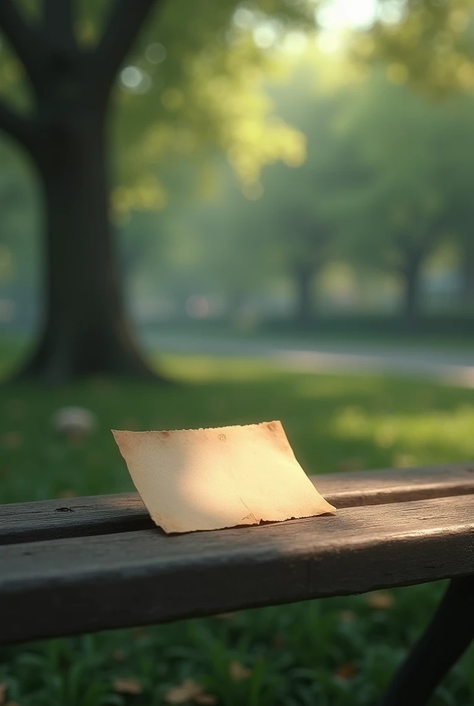 On the park bench a small letter 