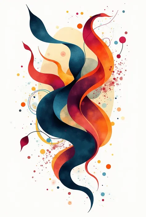 An abstract artwork inspired by Arabic calligraphy, with dynamic, flowing shapes resembling organic forms, blending traditional Arabic script with a modern, colorful aesthetic on a white background