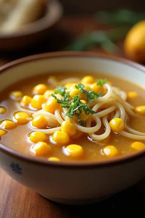 Corn noodle soup 