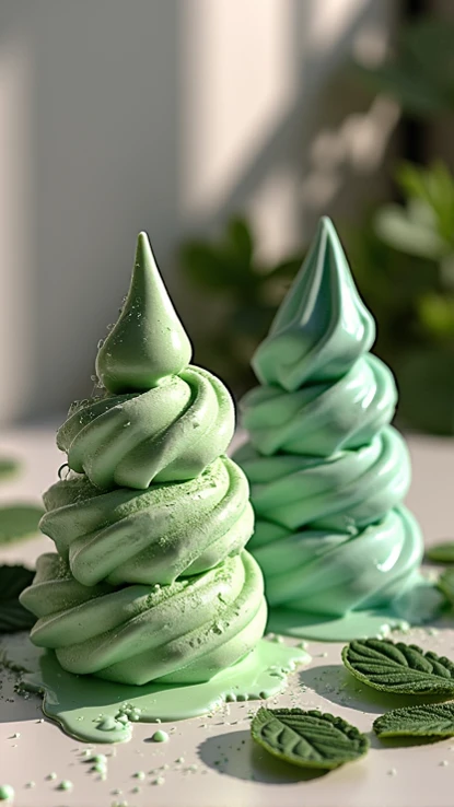 It is from this green ice cream that it becomes white.