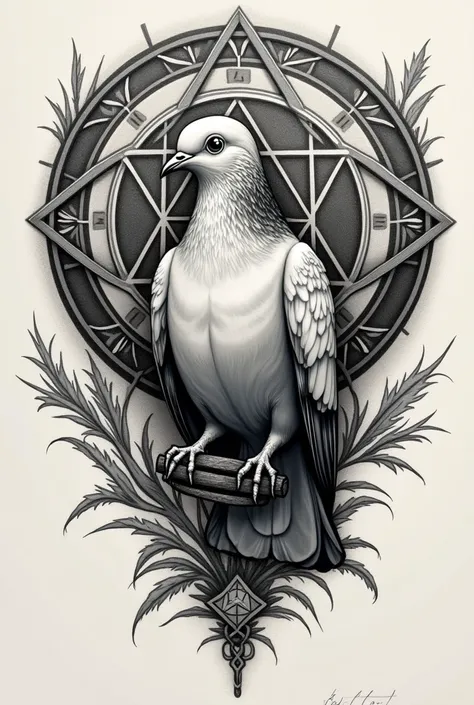 Pigeon sigilism tattoo