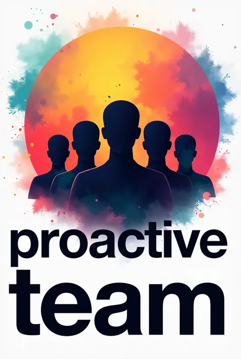 Create a colorful logo and black details with the word proactive team 