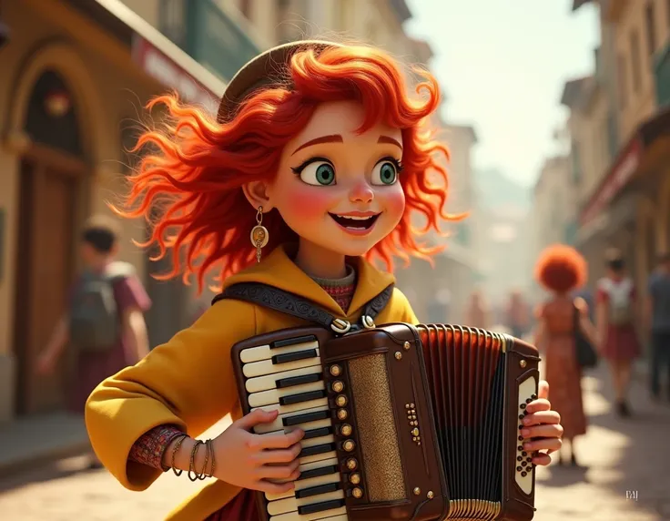 Play one with red hair playing the accordion