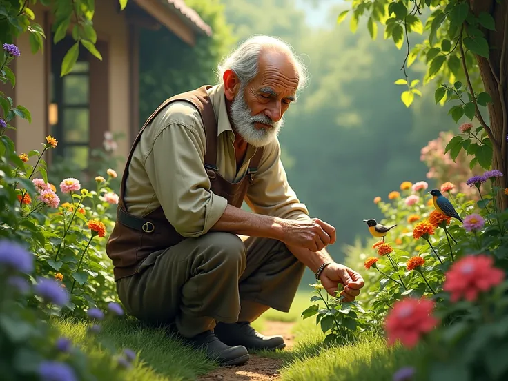 an old man in his garden 