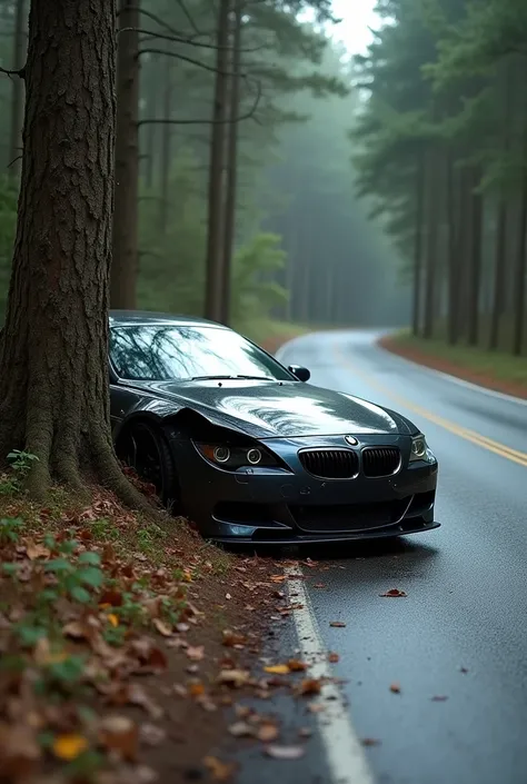 A car BMW crashed to tree in 150 km/h