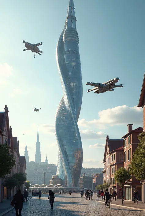 Depict the futuristic view of istanbul girl tower as if it were in Europe