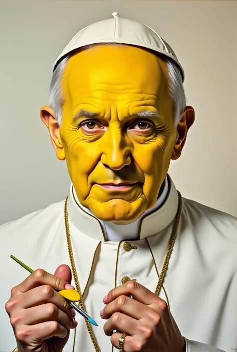 John Paul II paints his face yellow 