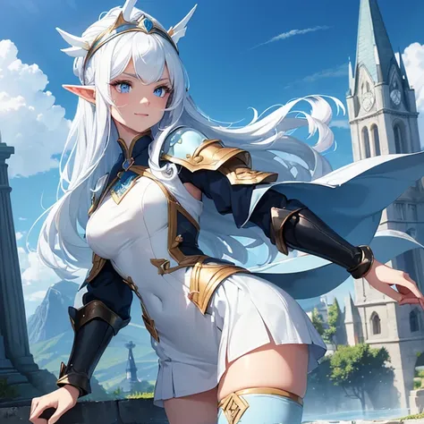 Masterpiece, HD, high resolution, high quality, best quality, super detailed. Solo character alone. Fantasy art.
{{A 25-years-old half-elf princess ice girl in casual-clothes:(appearance: pale skin. pure-white medium-straight-hair. Beautiful blue-eyes with...