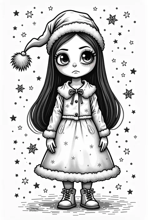 Wednesday addams costume Noël dessin à colorier 