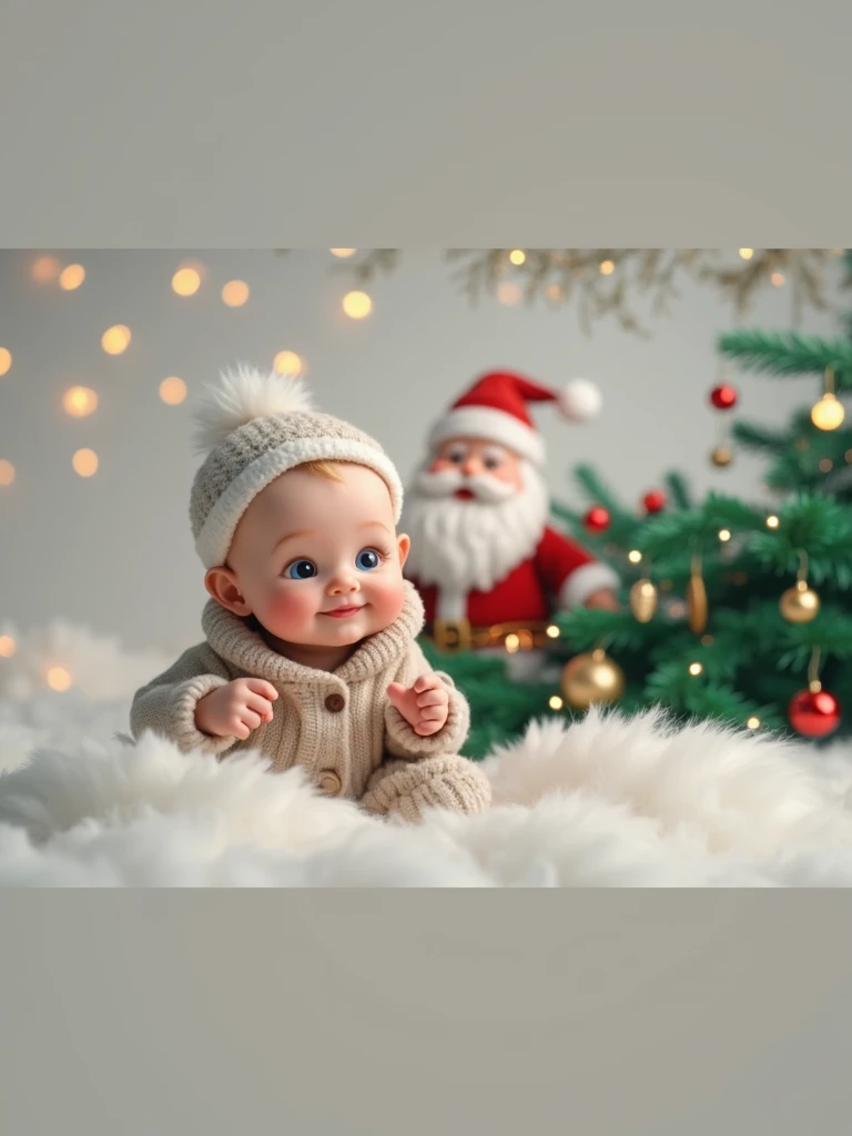 I am this beautiful baby ,  near the Christmas tree with Santa Claus 