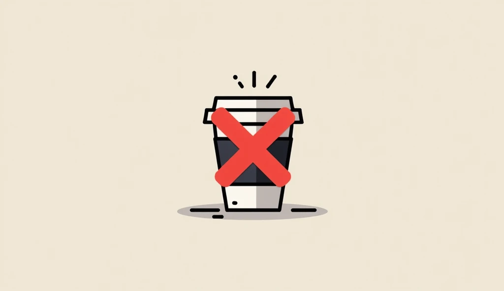 Coffee cup icon with an “X” in red
