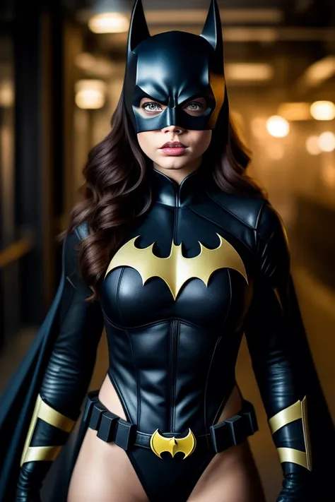 Batgirl holding her mask in heroic pose 