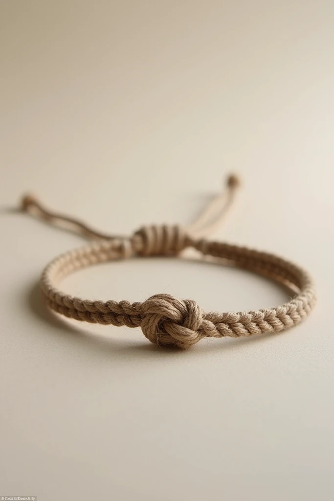 A macrame bracelet with a flat knot only using the flat thread technique 