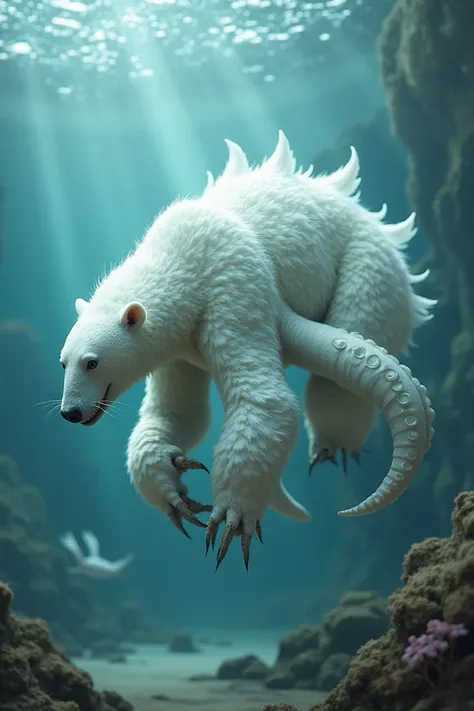 Mix of a polar bear, an octopus, a crab and a rabbit.