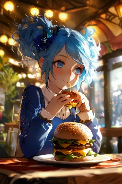 Jinx from Arcane eating a burger