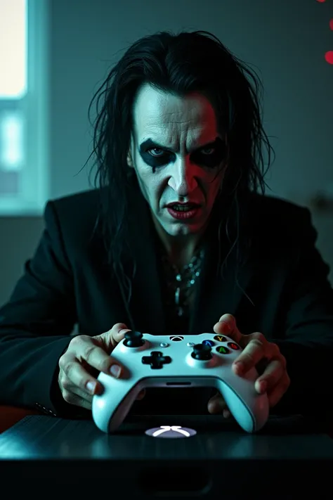 Marilyn Manson joue à la x box