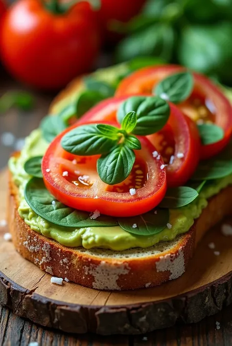  Vegetable toast, such as avocado ,  tomato and spinach 