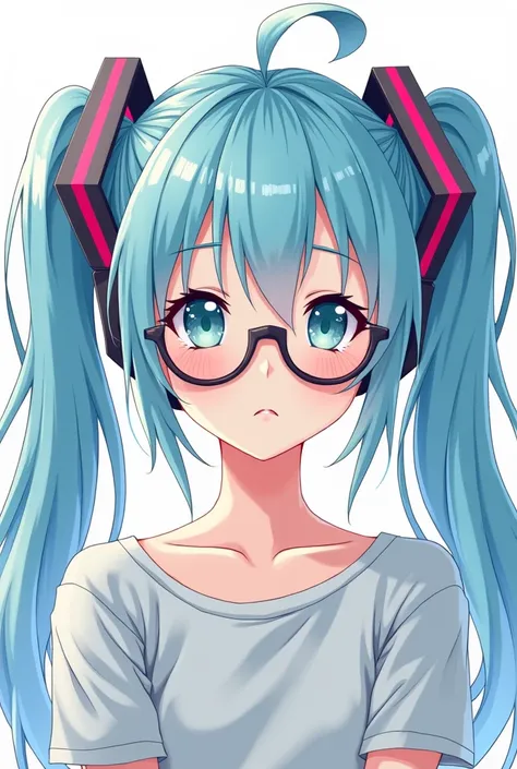  cartoon drawing of a woman with blue hair and glasses,  A digital painting inspired by Puru , trend in deviantart,  process art , Hatsune Miku Portrait,  colored sketch anime manga panel ,  schematic art style ,   pink hair with twin tails and cyan eyes  ...