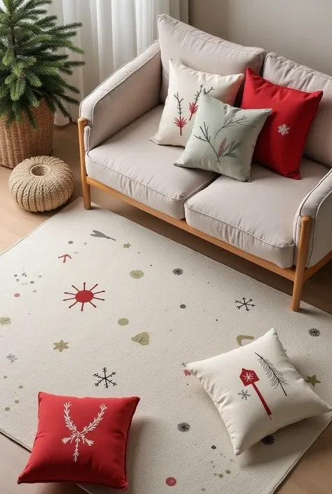 I need Christmas rugs and cushions as realistic as possible a little more simple 