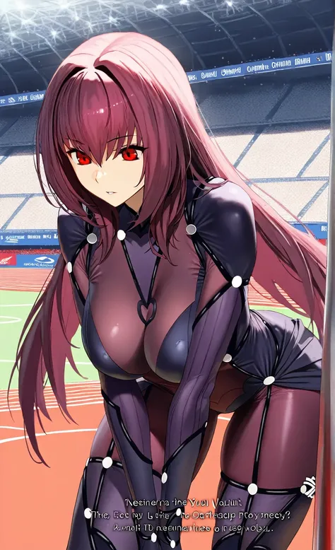  High resolution,  masterpiece, necessary,  The best quality, Detail, quality,  lyrics,  very detailed, Desde arriba,

1girl, solo, Olympic vault, pole vaulter, stadium,

Scathach,  scathach fate ,  scathach fate  grand order,  long hair , red eyes,  tight...