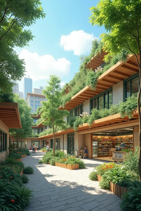 * Eco Mall

Characteristics: Bioclimatic design, local organic grocery store, electric vehicle charging stations.
Purpose: To provide residents with sustainable shopping options.
Location: In the heart of the business district. The location is excellent, a...