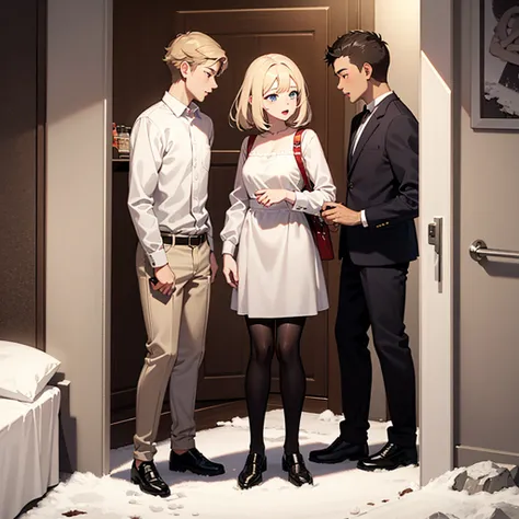 Young boy and girl having sex in the closet after honey drips from their snow