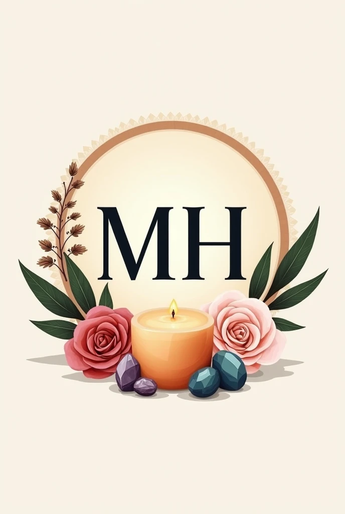 Logo for MH Initials containing candles and essentials