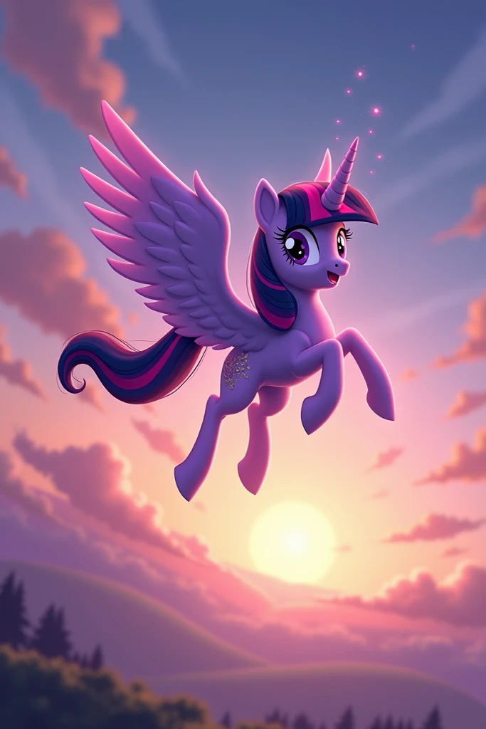 Twilight Sparkle Pony Flies Through the Sky