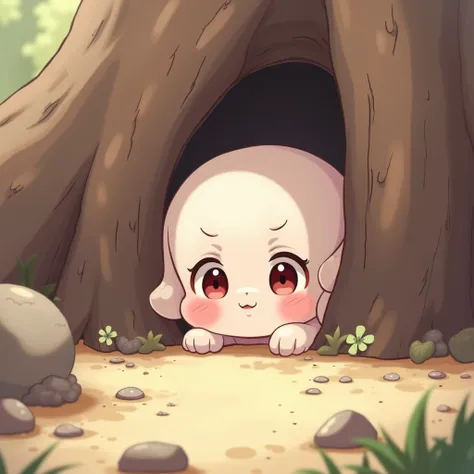 Cute chibi character, ‏ hiding shy Excellent quality animation 