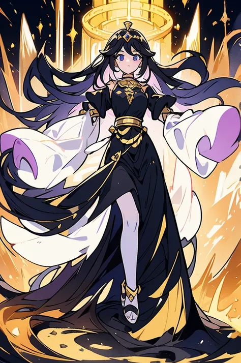 Princess Fe Lacio Long Hair Straight Black Eyes Black DND Full Body White And Gold Dress