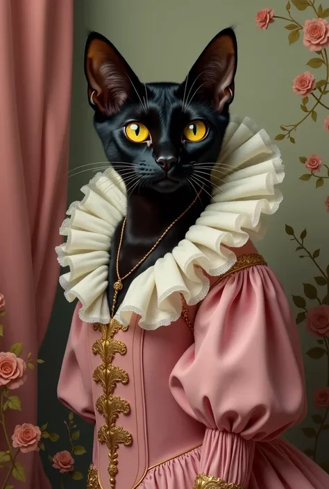 Create a close-up renaissance-style painting of my Bombay cat, inspired by the works of Raphael and reminiscent of Leonardo da Vinci’s Mona Lisa. Use harmonious composition and soft chiaroscuro lighting to emphasize depth and elegance.

	The subject should...