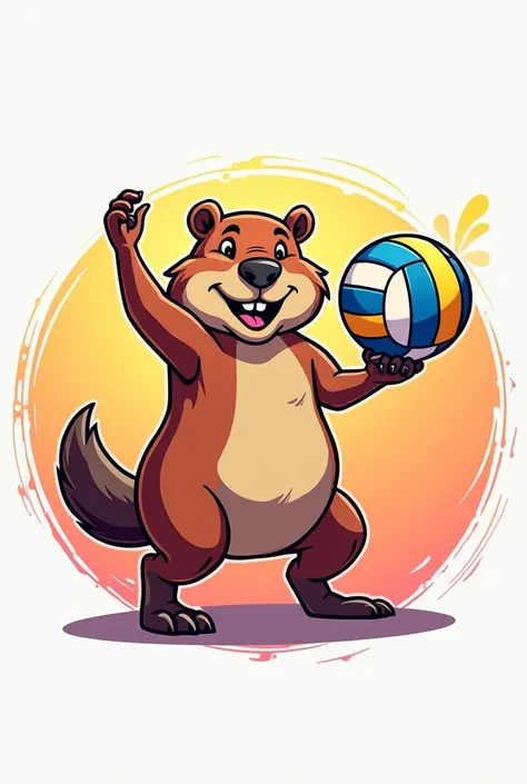 Rounded image with capybara and volleyball ball,   with the name of the team  "UFPI  " 
Art that you can use on a volleyball jersey 