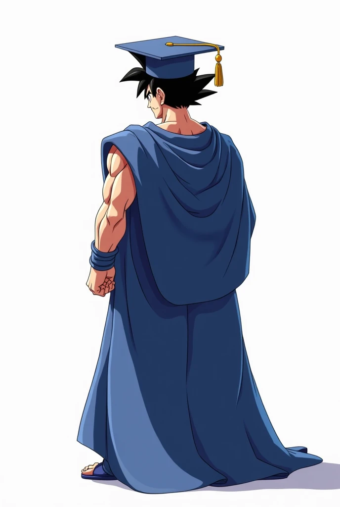 Goku wearing a graduation cap 
And his blue robe animates only the torso with a white background