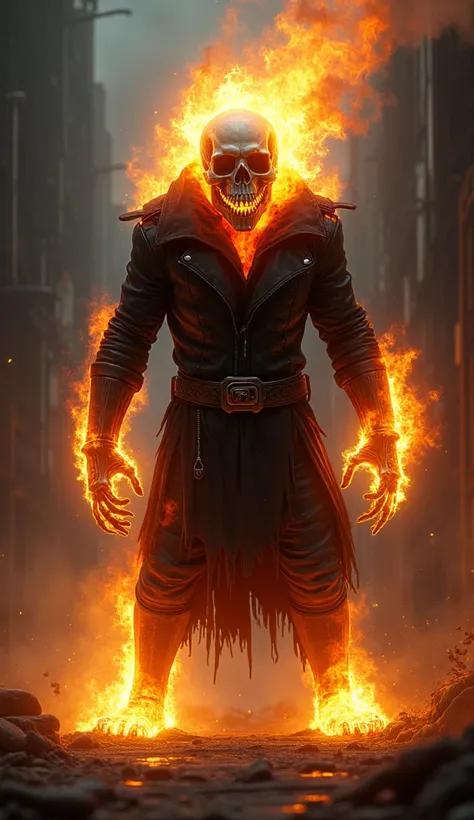 Marvel Ghost Rider with an angry, roaring possum skull 