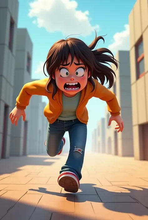 Picture of a Roblox girl running scared 