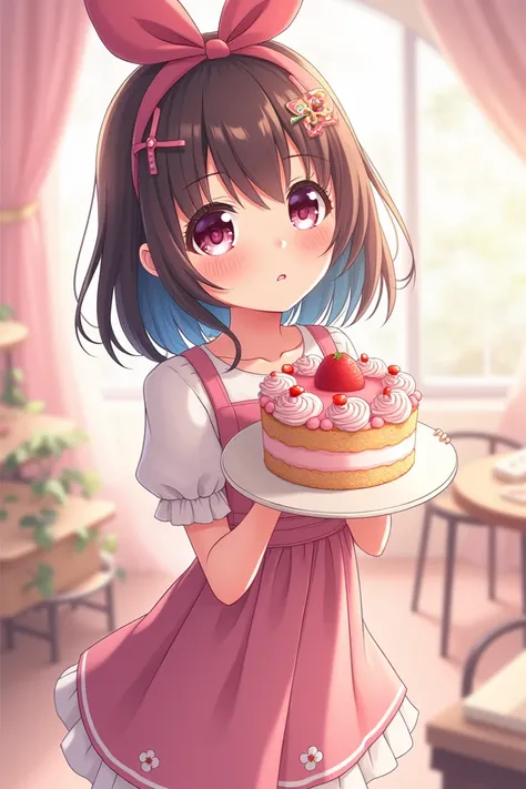 Anime girl holding a cake