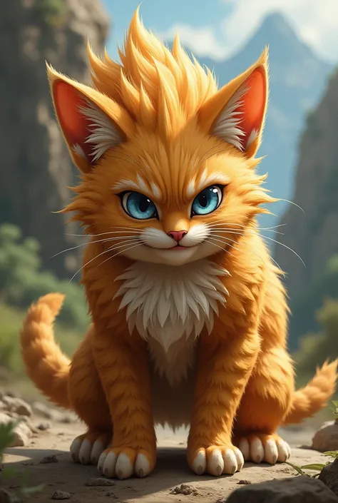 Craft a image of Goku if him Was a cat. in a  realistic style.