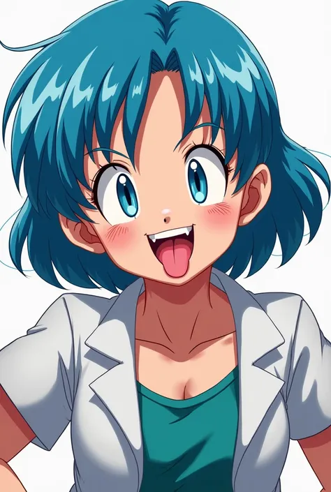 Bulma Dragon Ball sticking out her tongue and opening her mouth