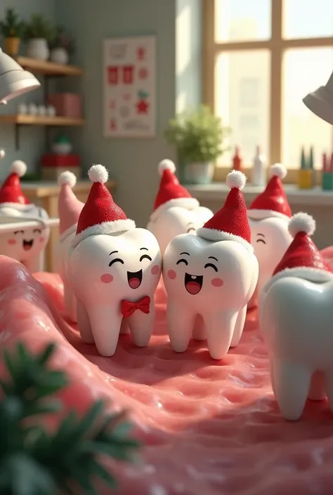 Christmas teeth in the dental office, with gums 