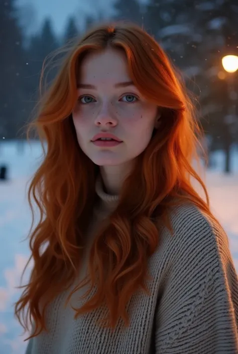 1girl in, age21, Madelaine Petsch, photo of perfect woman, 53", Solo, Aesthetic artwork, (irish  redhead, long wavy ginger hair, long waist length ginger hair:1.25), (some small freckles, pale skin, no tattoo, full medium breasts, B-cup, perky, hard nipple...